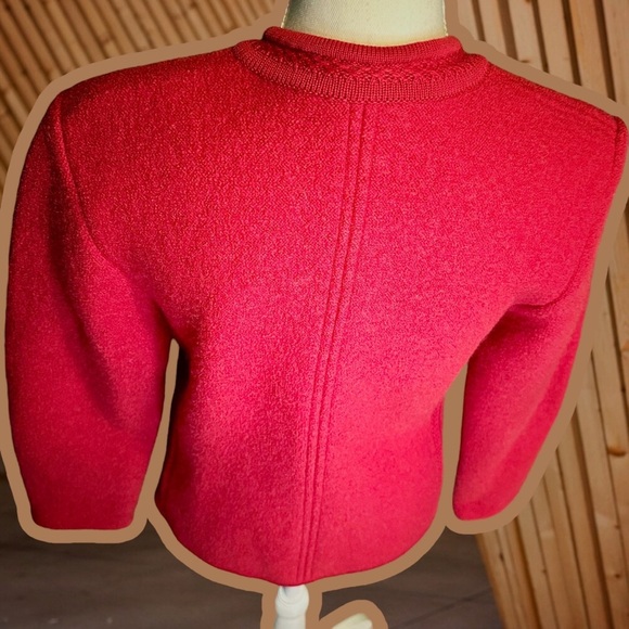 Geiger Made in Austria 100% Boiled Wool Braided Trim Lady Jacket in Cardinal Red - Picture 11 of 16